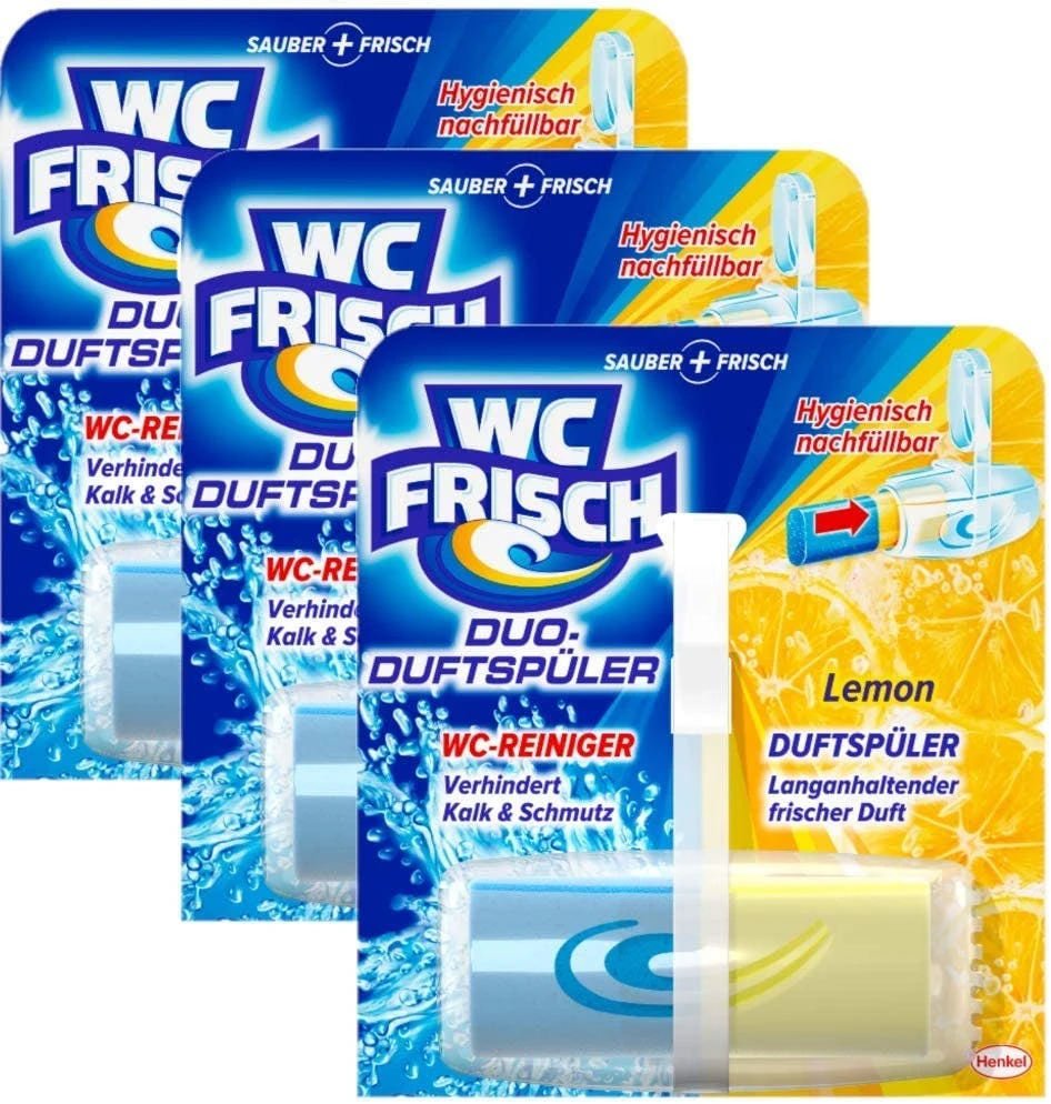 WC Frisch Duo-Duftspüler Lemon 3er Pack WC Reiniger 1x3 Stück WC-Duftstein 3 WC Frisch Duo-Duftspüler Lemon 3er Pack WC Reiniger 1x3 Stück WC-Duftstein