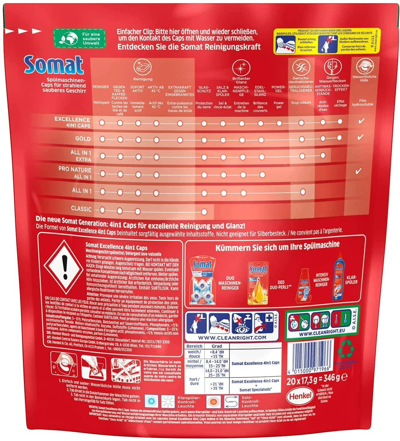 Somat Excellence 4in1 Caps 1x20 Caps Spülmaschinen Reinigung Geschirrspülmittel 8 Somat Excellence 4in1 Caps 1x20 Caps Spülmaschinen Reinigung Geschirrspülmittel – Bild 6