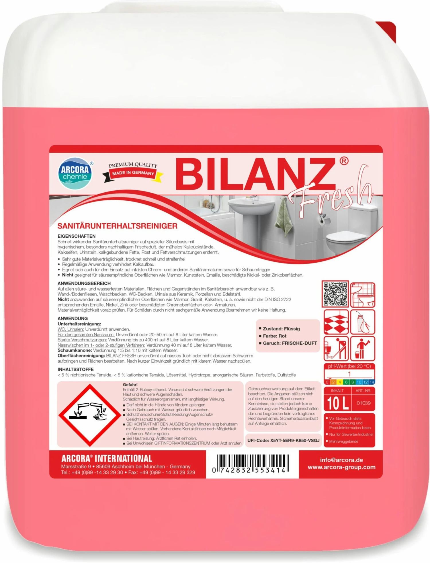 ARCORA Sanitärunterhaltsreiniger No1 SANITÄRREINIGER, 10L 5 ARCORA Sanitärunterhaltsreiniger No1 SANITÄRREINIGER, 10L – Bild 3