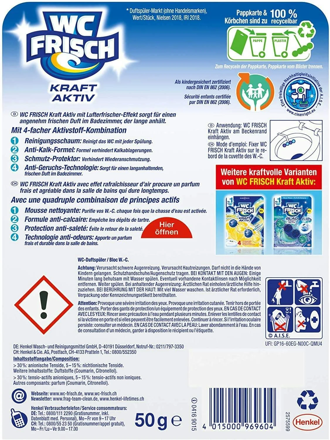 WC-Frisch Kraft Aktiv 4er Pack Duftspüler Frische Brise 4x1 Stück WC-Reiniger 8 WC-Frisch Kraft Aktiv 4er Pack Duftspüler Frische Brise 4x1 Stück WC-Reiniger – Bild 6