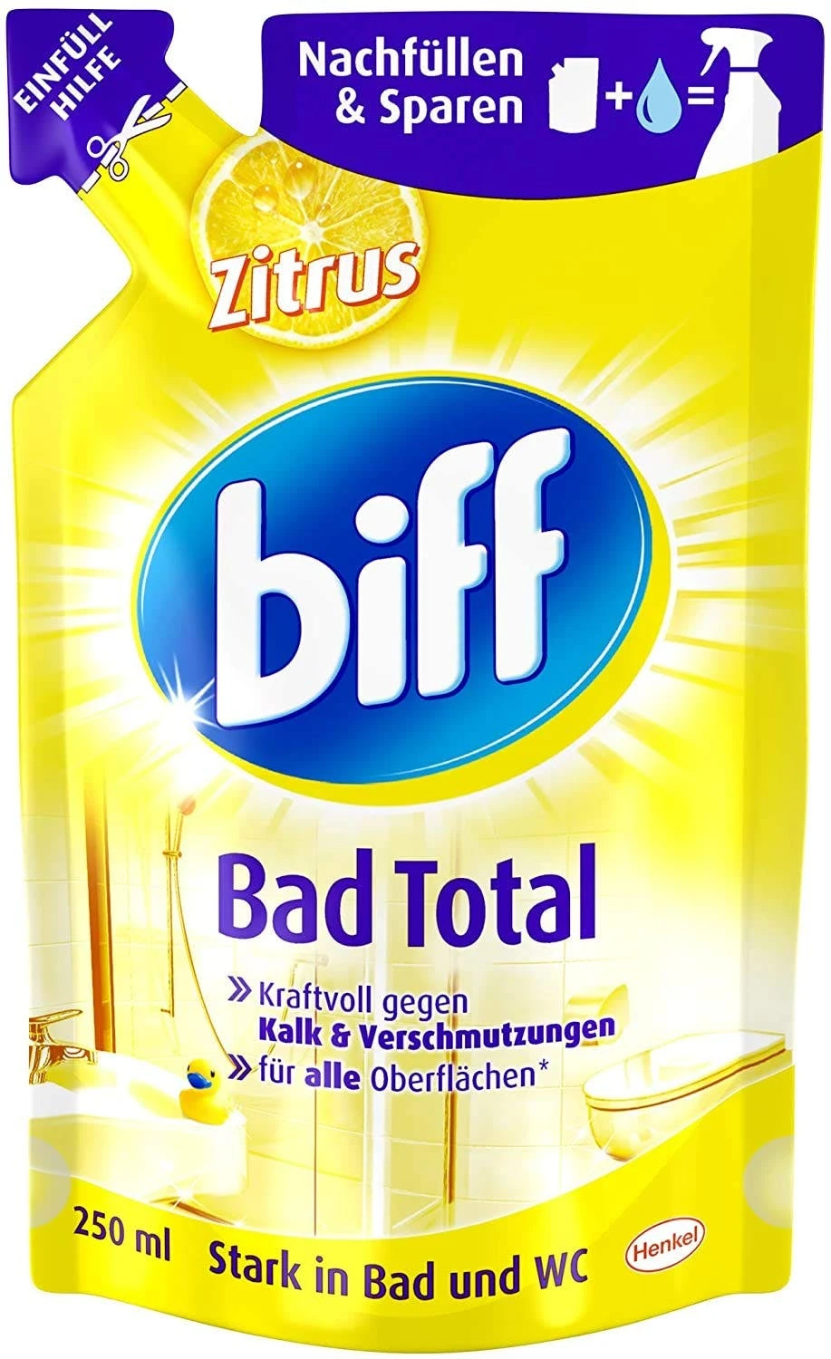 Biff Bad Total Zitrus Badreiniger Bad Reiniger Badezimmer 12x250 Ml Nachfüllpack 5 Biff Bad Total Zitrus Badreiniger Bad Reiniger Badezimmer 12x250 Ml Nachfüllpack – Bild 3