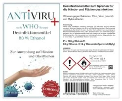 ANTiVIRU+ | Desinfektionsmittel 12x 100ml Aerosoldose | Handdesinfektion & Flächendesinfektion | Viruzid | Anwendungsfertig 14 ANTiVIRU+ | Desinfektionsmittel 12x 100ml Aerosoldose | Handdesinfektion & Flächendesinfektion | Viruzid | Anwendungsfertig -Reinigung Und Waschen aaa8e0bf 2751 4487 bdac 08cc03cb0c77