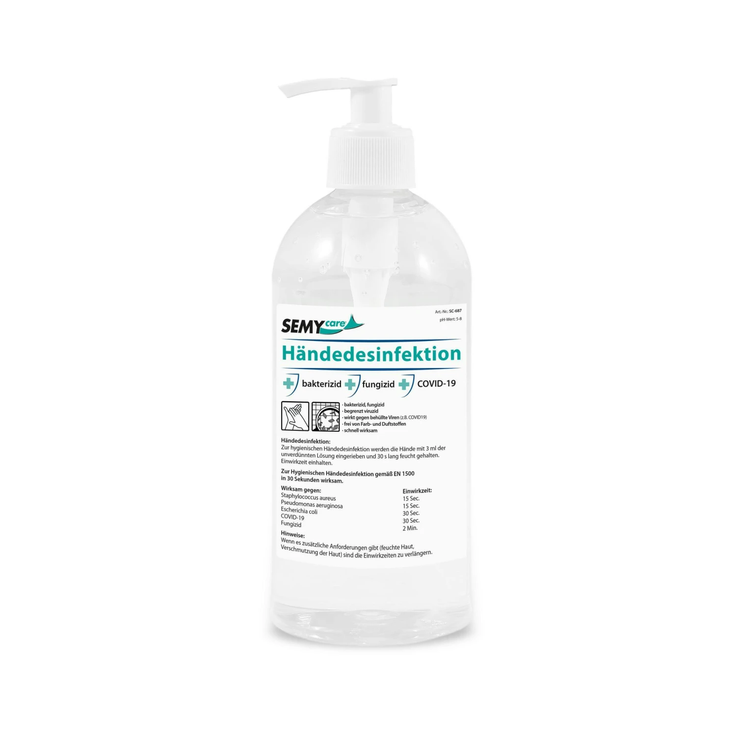 SemyCare Händedesinfektion | 80 Vol% Ethanol | 15 X 500 Ml Pumpflasche 3 SemyCare Händedesinfektion | 80 Vol% Ethanol | 15 X 500 Ml Pumpflasche