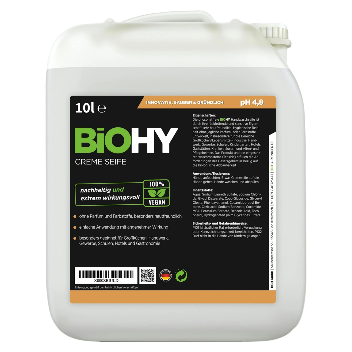 BiOHY Creme Seife (24x20l Kanister) | Hautschonende, Rückfettende Und Geruchsneutrale Handseife PHOSPHATFREI | Ohne Parfüm Und Farbstoffe 4 BiOHY Creme Seife (24x20l Kanister) | Hautschonende, Rückfettende Und Geruchsneutrale Handseife PHOSPHATFREI | Ohne Parfüm Und Farbstoffe – Bild 2